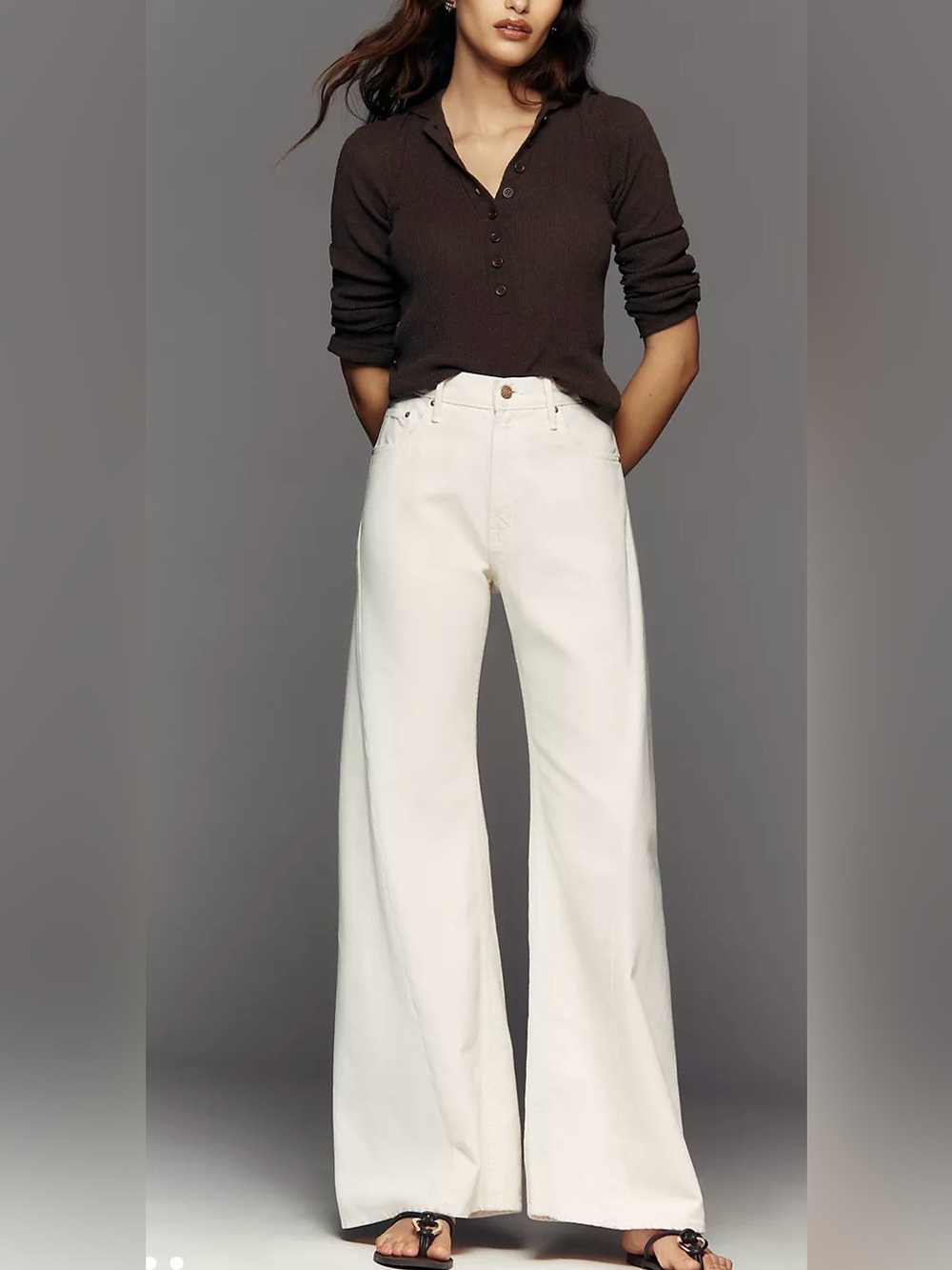 NWT MOTHER DENIM SNACKS THE LEMON TWIST WIDE LEG JEANS NATURAL OFF WHITE SZ 26